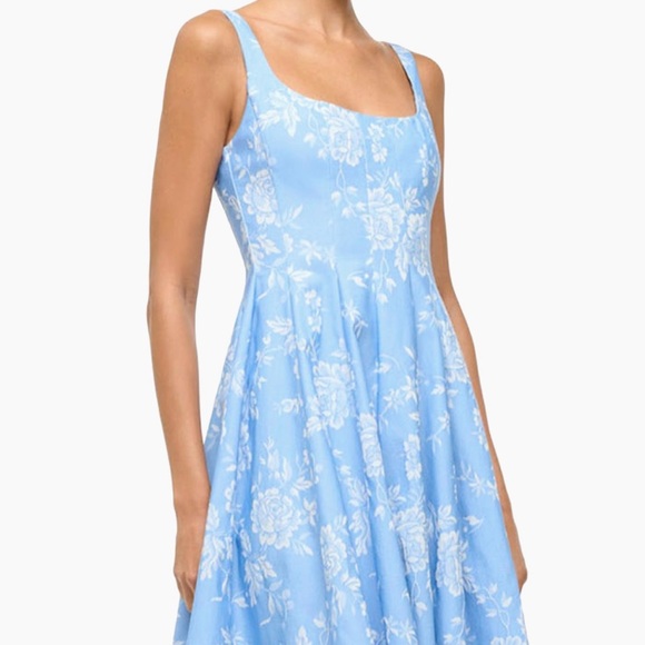 STAUD Wells Mini Dress in Blue Rose - Picture 1 of 13